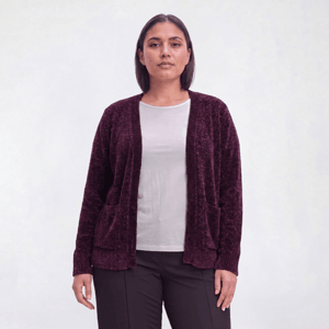 Plus Size Napa Valley Long Sleeve Open Front Pocket Cardigan